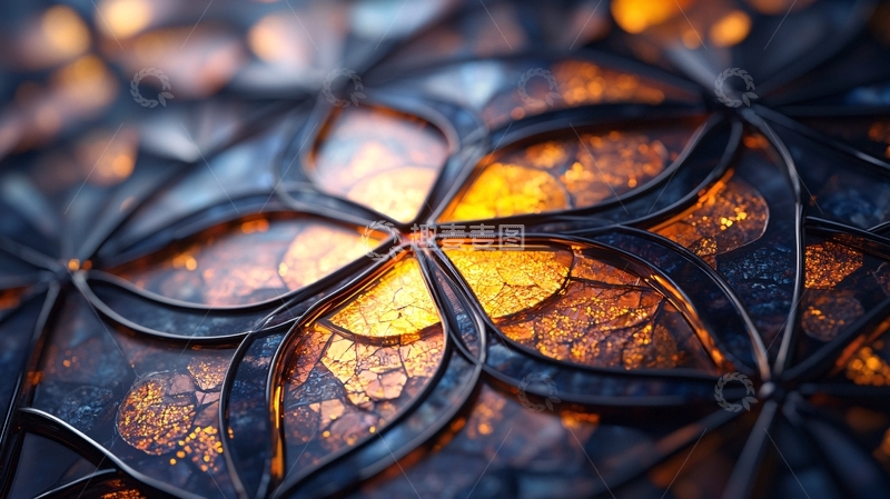 高清大图下载【趣麦麦图】抽象光影艺术玻璃窗图案