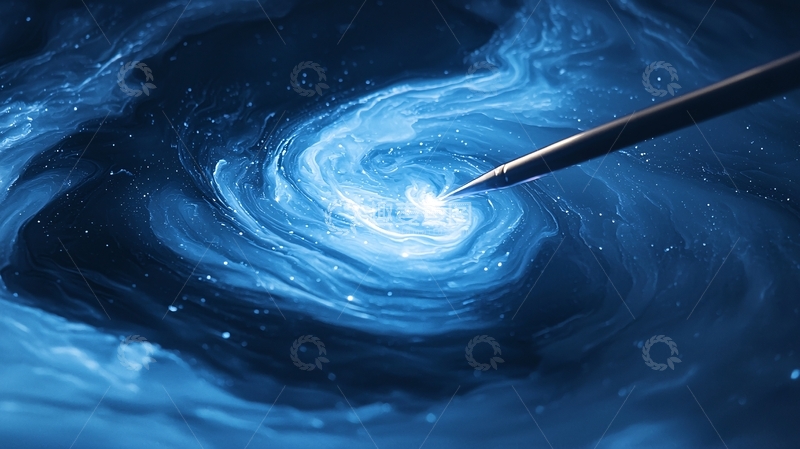 高清大图下载【趣麦麦图】蓝色漩涡中的针尖