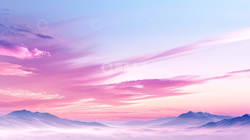 高清大图下载【趣麦麦图】梦幻山峦云海夕阳