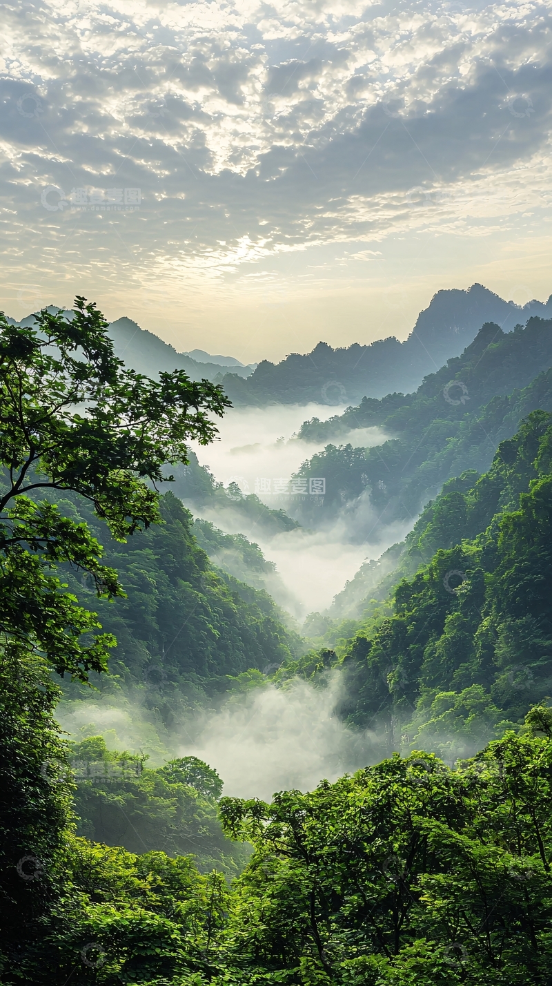 高清大图下载【趣麦麦图】山间云雾缭绕自然风光