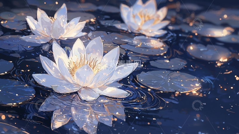 高清大图下载【趣麦麦图】水面上盛开的莲花