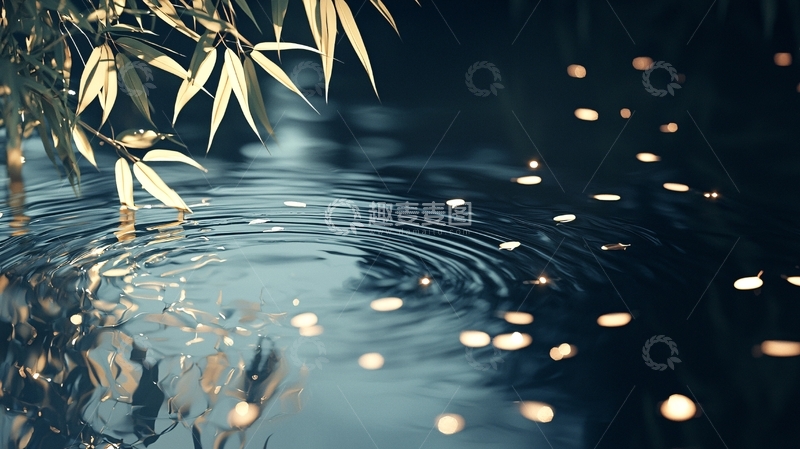 高清大图下载【趣麦麦图】竹叶映水光粼粼