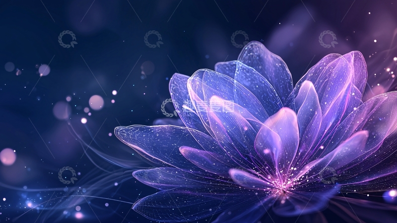 高清大图下载【趣麦麦图】梦幻紫色花朵光影艺术背景