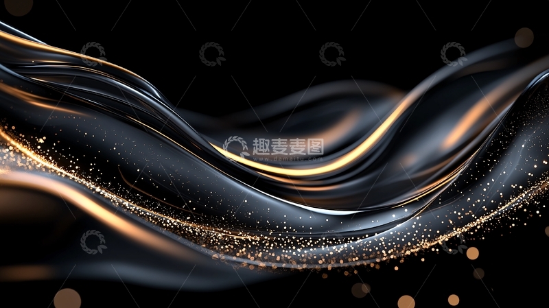 金色波浪流光溢彩背景