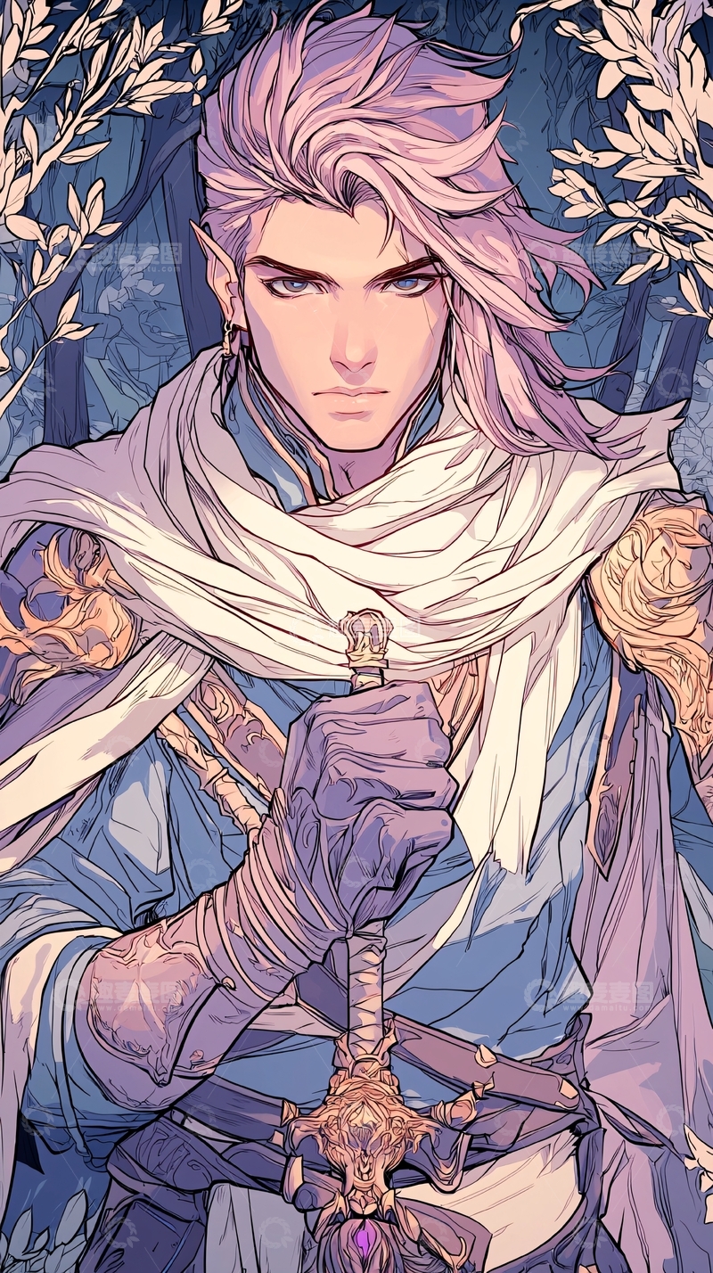 高清大图下载【趣麦麦图】紫衣剑士的神秘森林