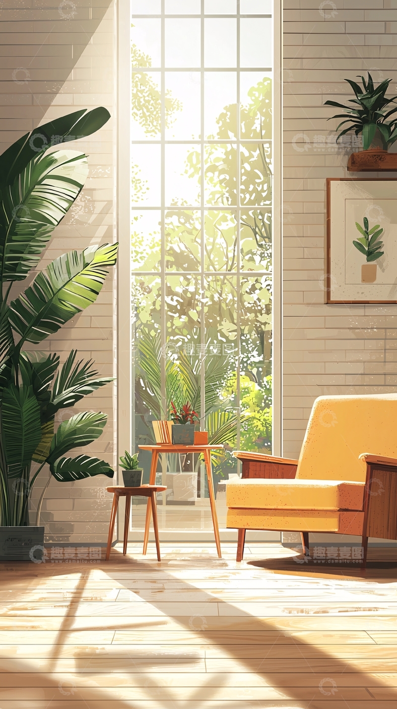 高清大图下载【趣麦麦图】阳光洒满客厅的温馨场景