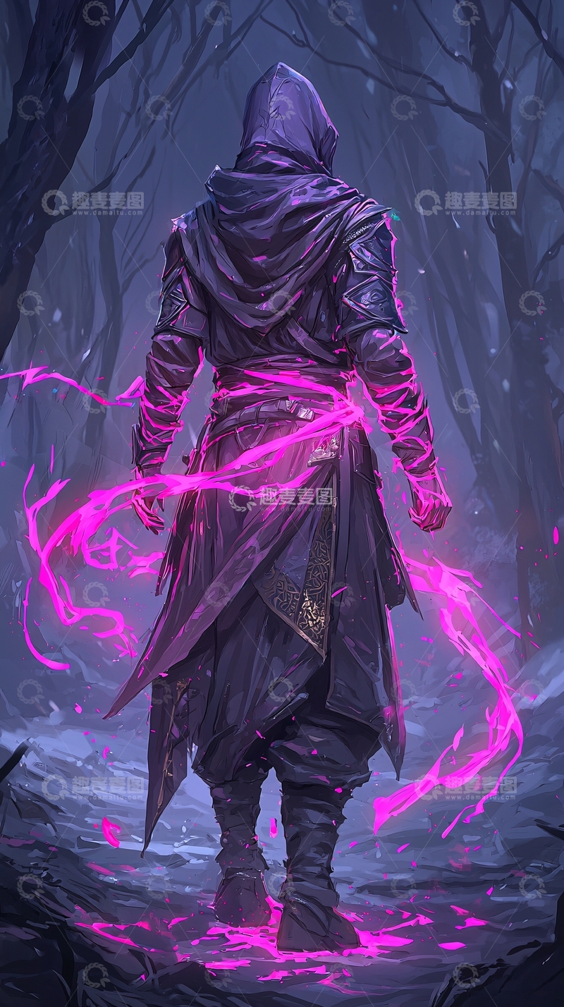 高清大图下载【趣麦麦图】紫色斗篷中的神秘人物