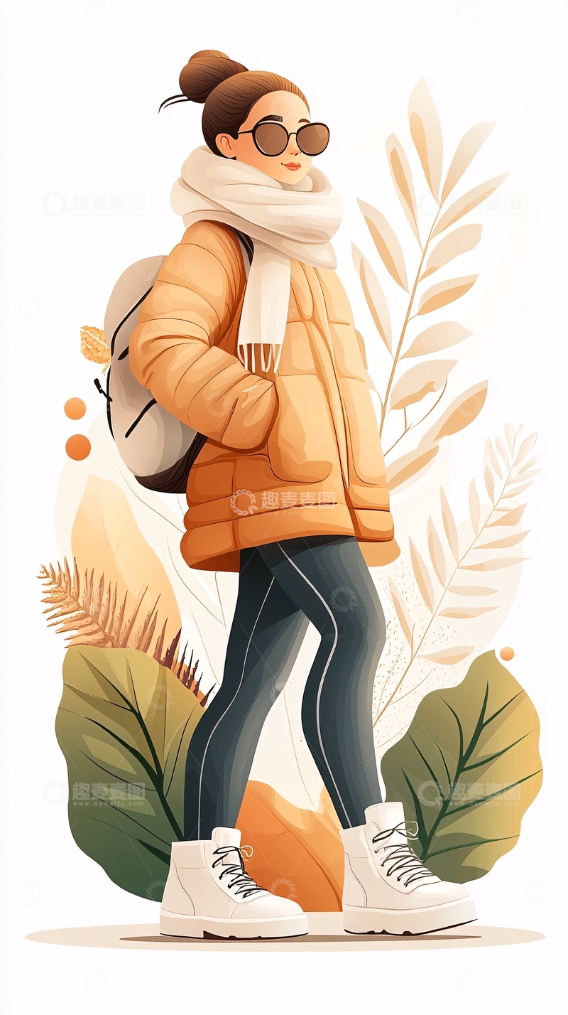 高清大图下载【趣麦麦图】秋日温暖穿搭插画