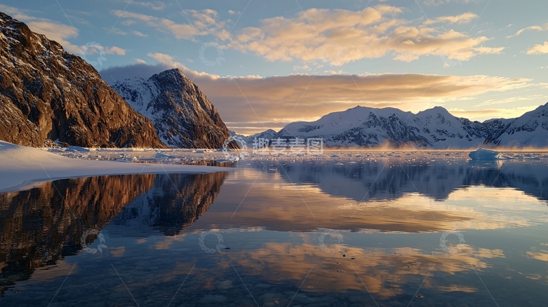 高清大图下载【趣麦麦图】冰川湖畔的日落美景