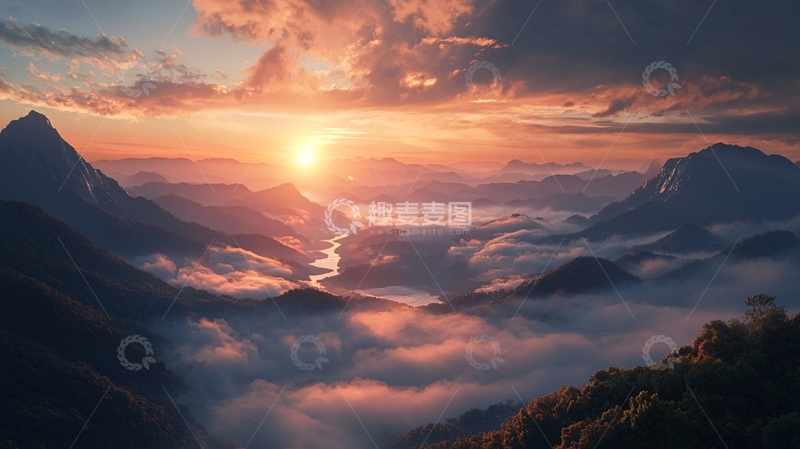 高清大图下载【趣麦麦图】日出云海山川美景