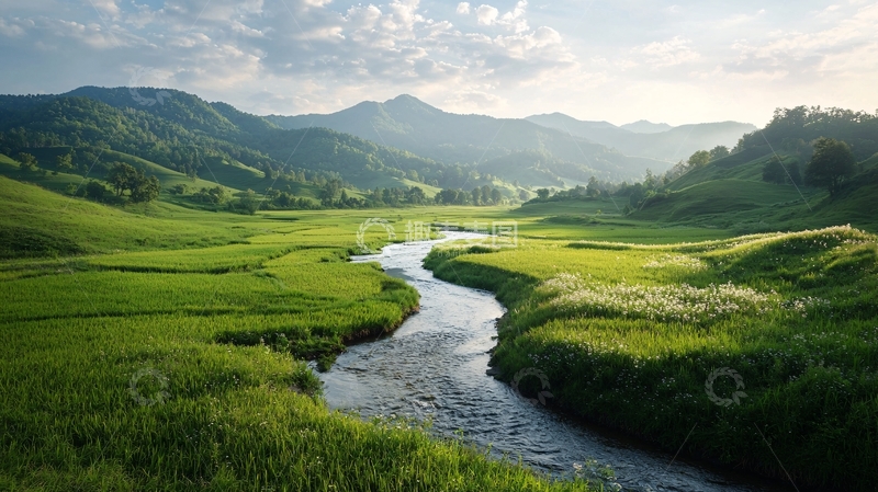 高清大图下载【趣麦麦图】青山绿水田园风光