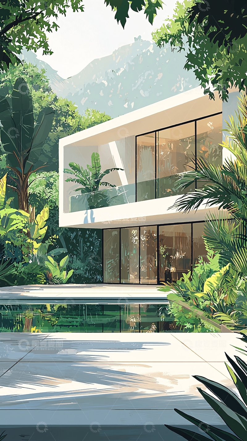 高清大图下载【趣麦麦图】现代丛林中的玻璃别墅