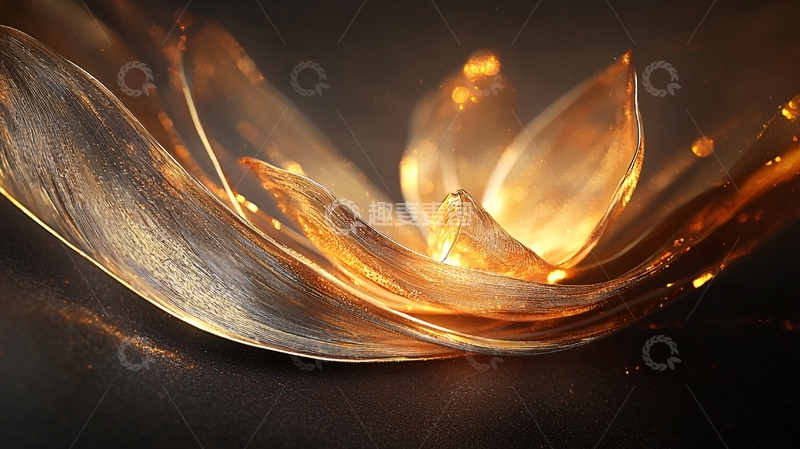 高清大图下载【趣麦麦图】金色波浪光影艺术背景