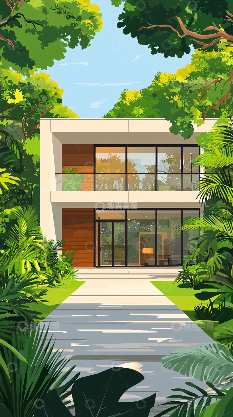 高清大图下载【趣麦麦图】热带丛林中的现代别墅