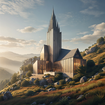 山地教堂建筑效果图