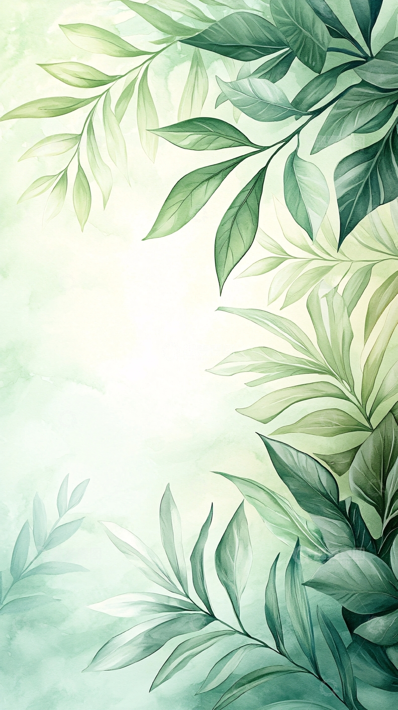 高清大图下载【趣麦麦图】清新绿叶背景素材