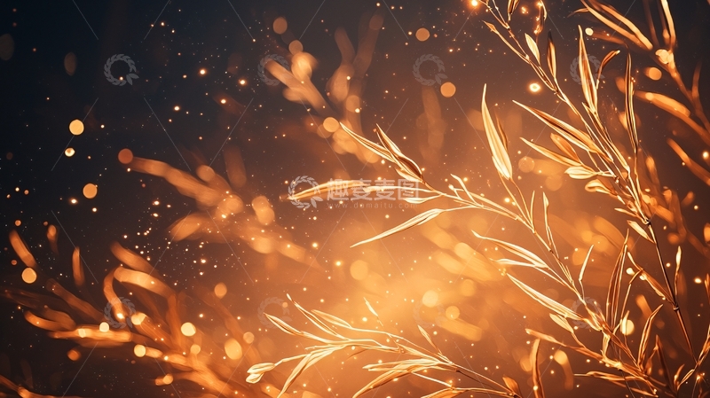 高清大图下载【趣麦麦图】金色光斑植物背景