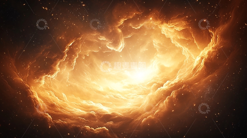 高清大图下载【趣麦麦图】炽热星云与流星雨