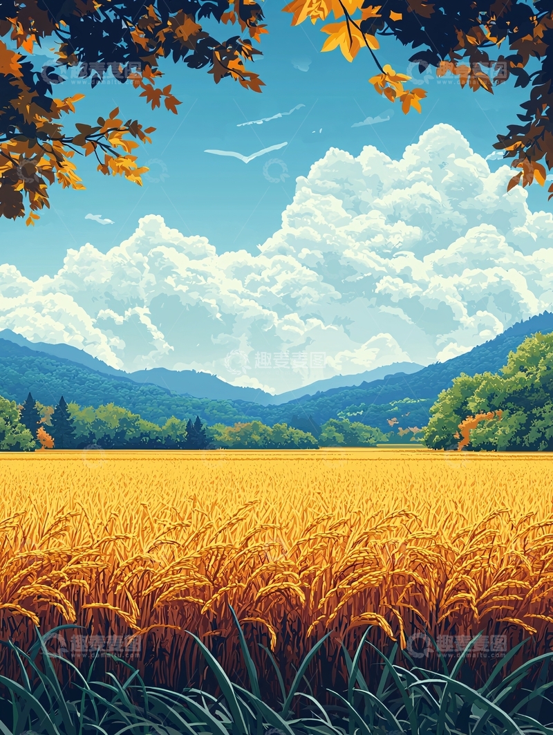 高清大图下载【趣麦麦图】秋日田野风景图