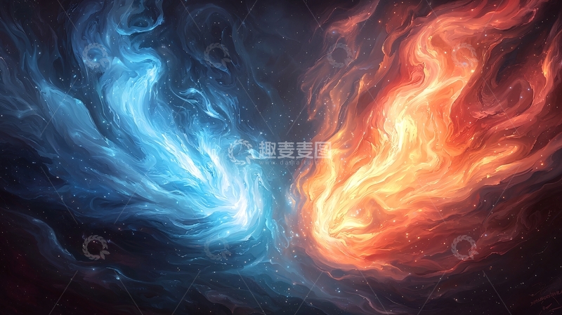 高清大图下载【趣麦麦图】冰火两重天的艺术抽象画