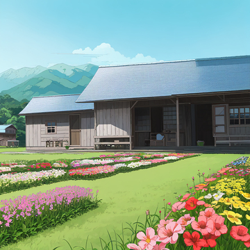 漫画风乡村建筑