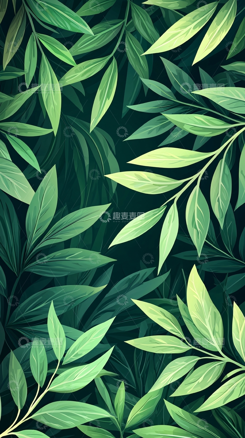 高清大图下载【趣麦麦图】绿色植物叶子背景图案