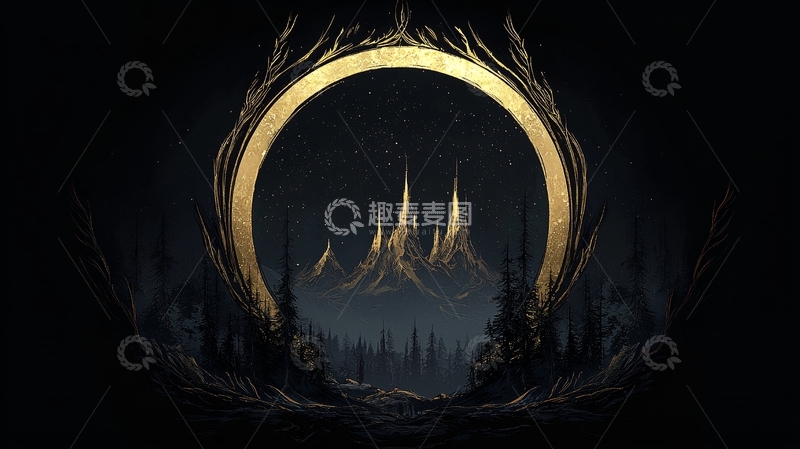 高清大图下载【趣麦麦图】神秘森林中的月亮光环
