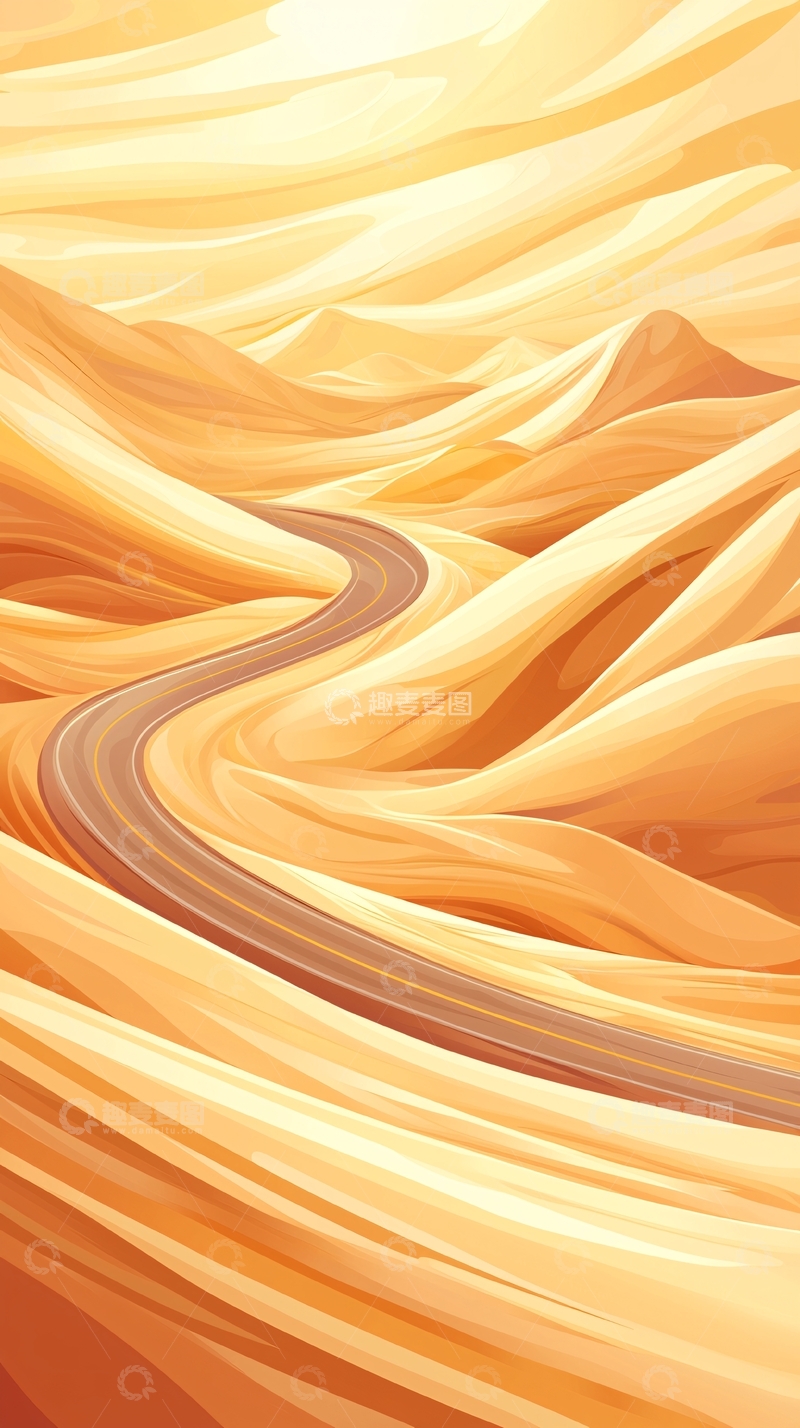 高清大图下载【趣麦麦图】蜿蜒沙漠公路风景图
