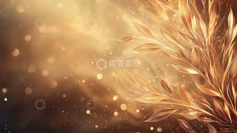 高清大图下载【趣麦麦图】金色羽毛背景素材
