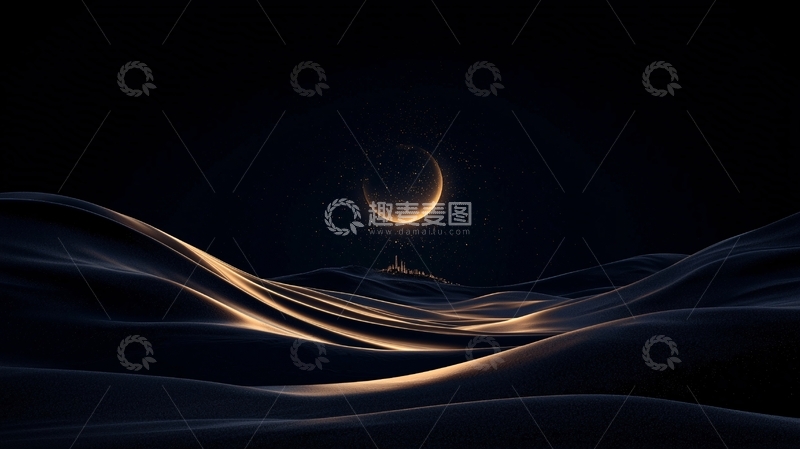 高清大图下载【趣麦麦图】月光下的沙漠夜景