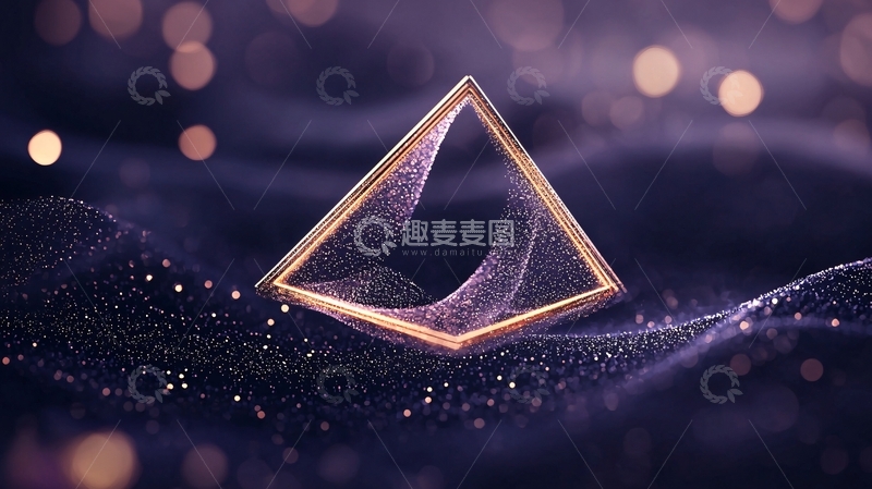 高清大图下载【趣麦麦图】发光金字塔粒子背景