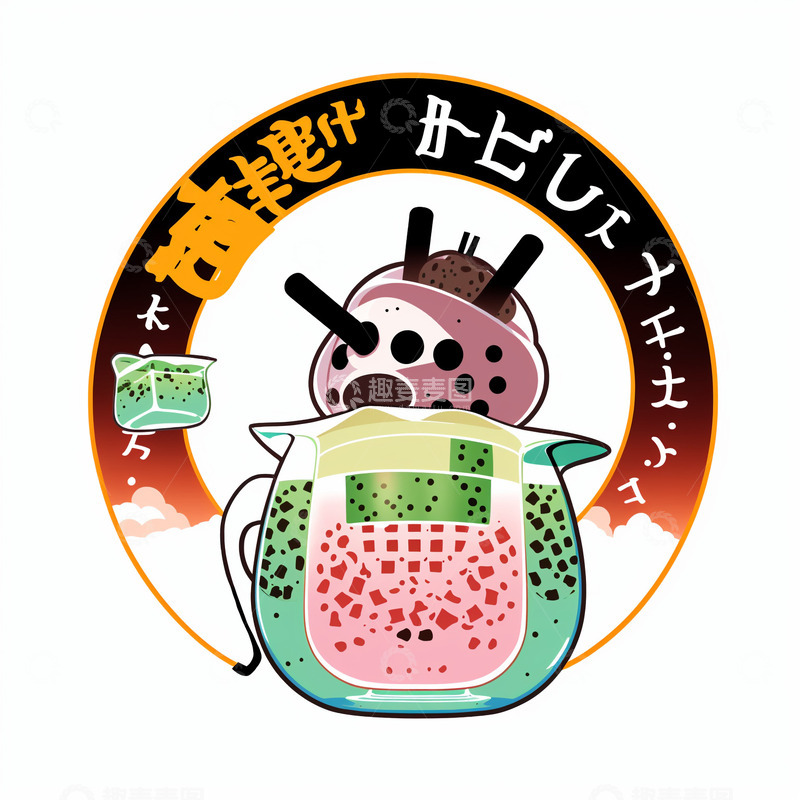 高清大图下载【趣麦麦图】插画奶茶