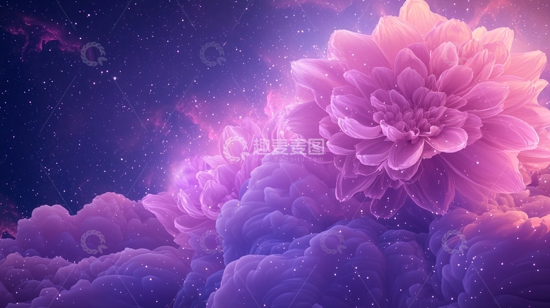高清大图下载【趣麦麦图】梦幻星空下的花朵