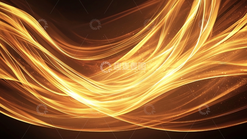 高清大图下载【趣麦麦图】金色波浪光效背景素材
