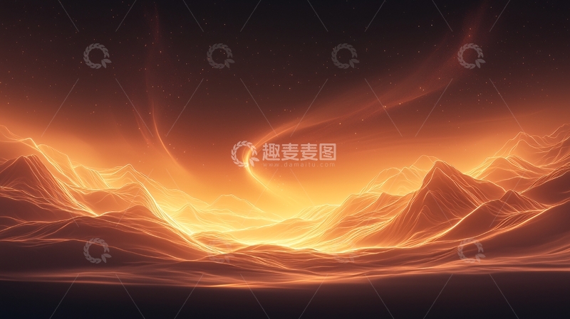 高清大图下载【趣麦麦图】梦幻山川夜景