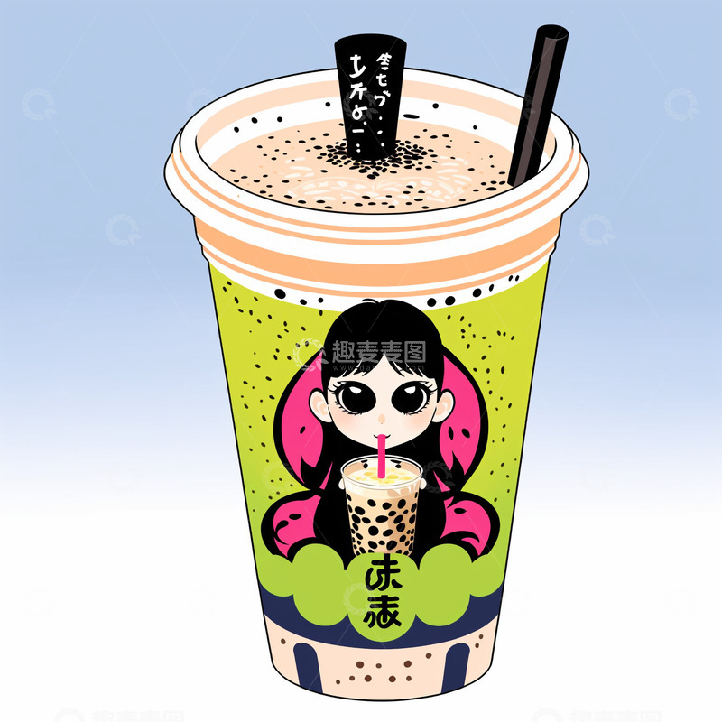 高清大图下载【趣麦麦图】插画奶茶3