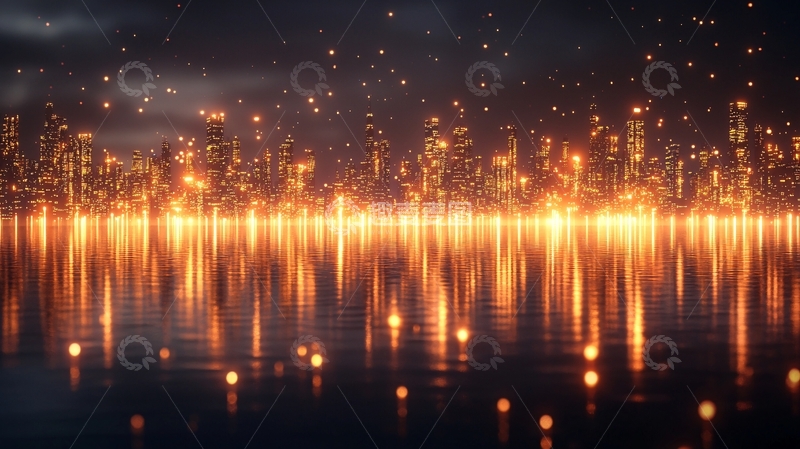 高清大图下载【趣麦麦图】夜景城市灯光倒影