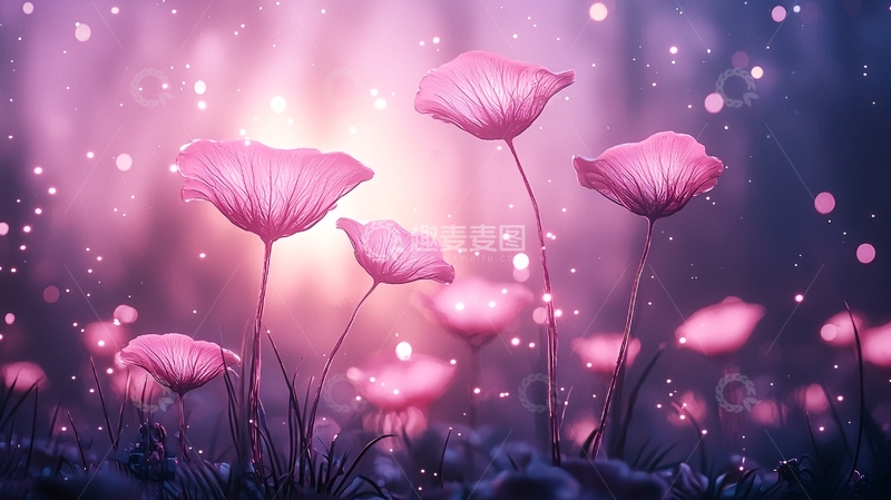 高清大图下载【趣麦麦图】梦幻蘑菇森林背景图