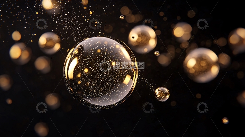 高清大图下载【趣麦麦图】金色星空泡泡背景