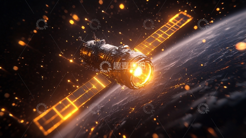 高清大图下载【趣麦麦图】太空卫星在宇宙中飞行