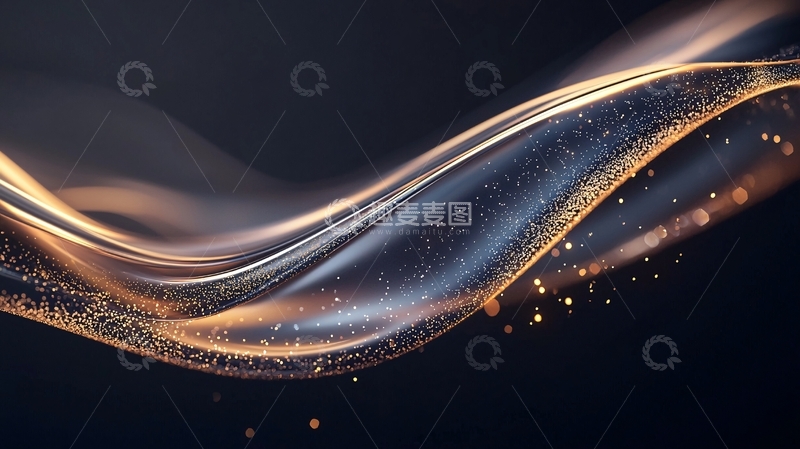 高清大图下载【趣麦麦图】金色波浪粒子动态背景