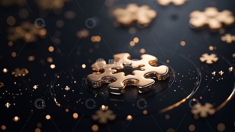 金色拼图碎片背景