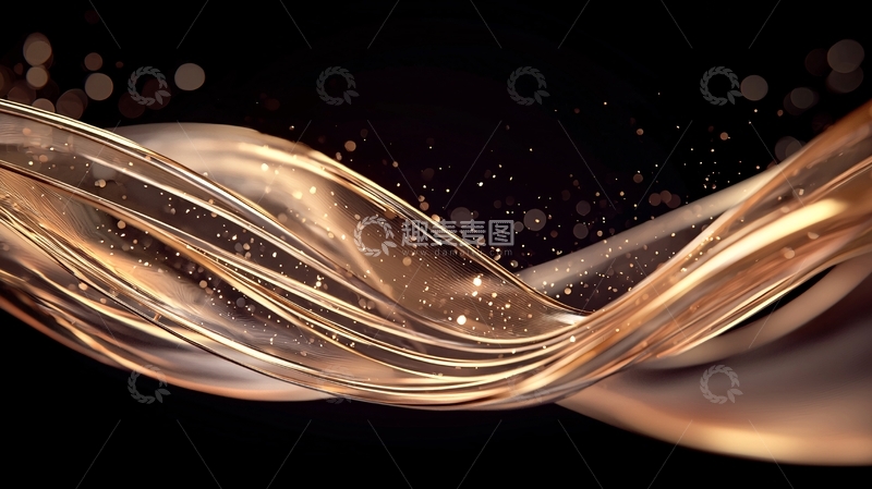 高清大图下载【趣麦麦图】金色波浪光效背景素材