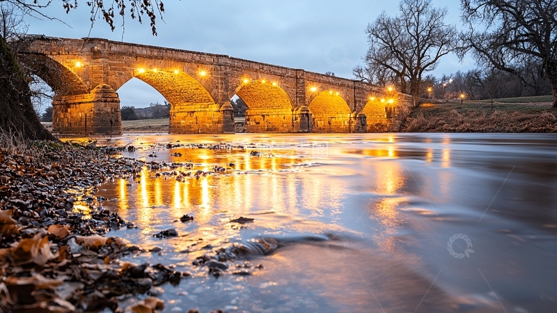 高清大图下载【趣麦麦图】石桥夜景高清图片