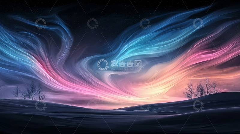 高清大图下载【趣麦麦图】梦幻星空下的静谧山丘