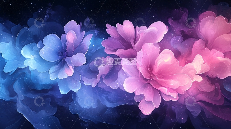 高清大图下载【趣麦麦图】梦幻星空下的花朵