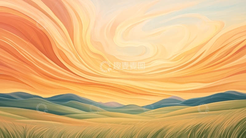 高清大图下载【趣麦麦图】秋日田野与山峦