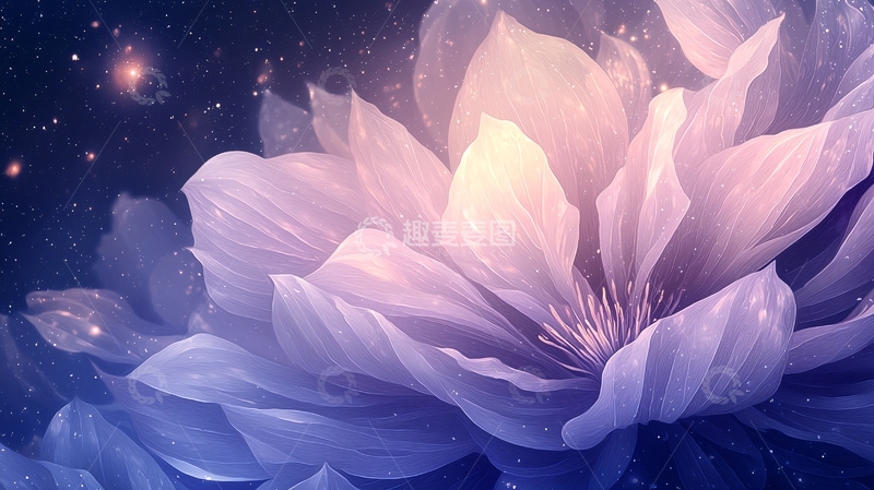 高清大图下载【趣麦麦图】梦幻星空下的花朵