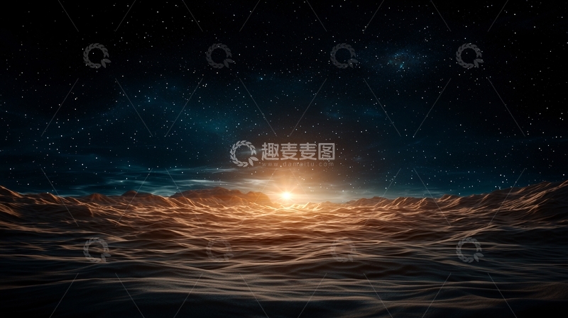 高清大图下载【趣麦麦图】星空下的沙漠风景