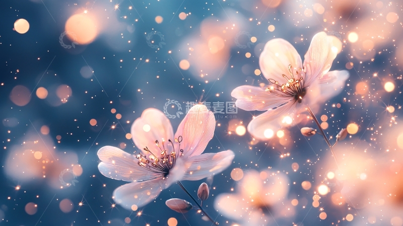 高清大图下载【趣麦麦图】梦幻花卉光斑背景图